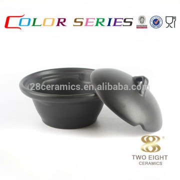 OEM latest style crockery Korea tableware set , black ceramic bowl with lid